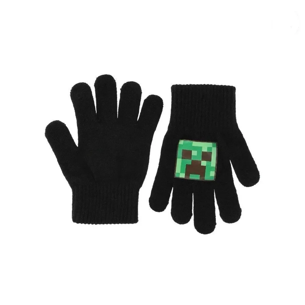 Minecraft Beanie Hat Knit & Ski Gloves 3-Piece Set